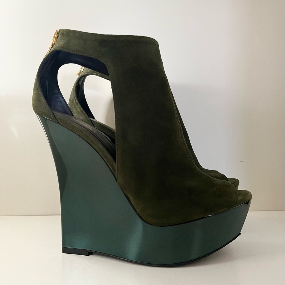 Balmain suede wedge boot heels